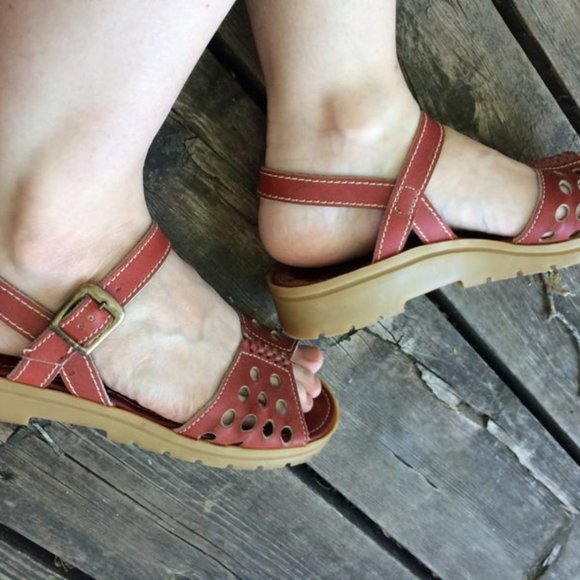 70s Sandals Cutout Summer Vintage Hipster 5 6 - Picture 3 of 4